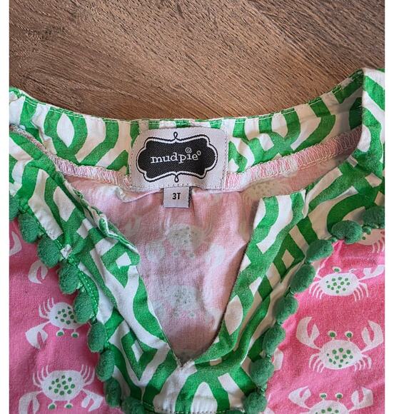 Mud Pie Girls Crab Pom Pom Tunic Top Cotton size 3T - Picture 4 of 4